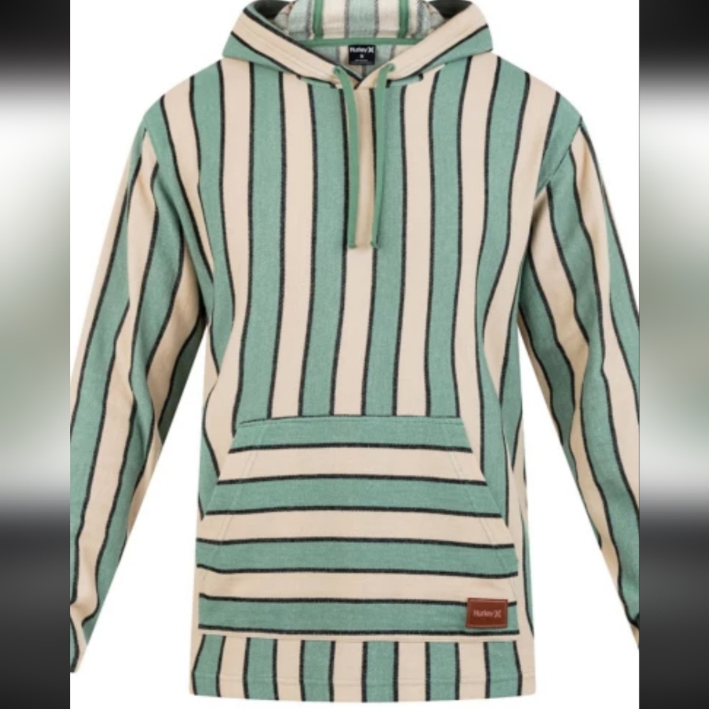 Hurley Green and Cream Striped Pullover
